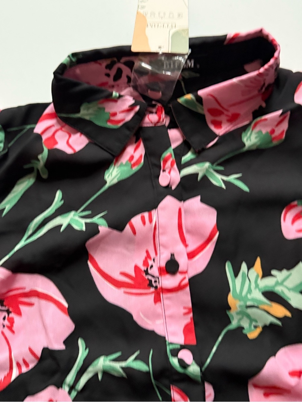 BTFBM Poppy print button down blouse S Small NWT - Picture 7 of 13